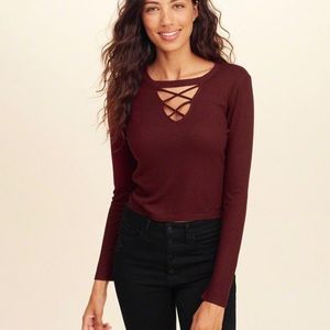 Maroon laceup shirt