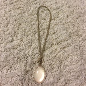 Faux opal gold pendant necklace