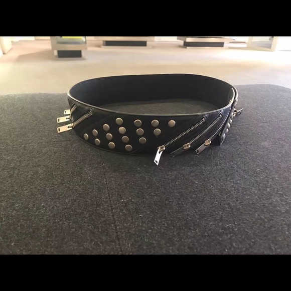 Saint Laurent studded zipper button closure belt main image 7