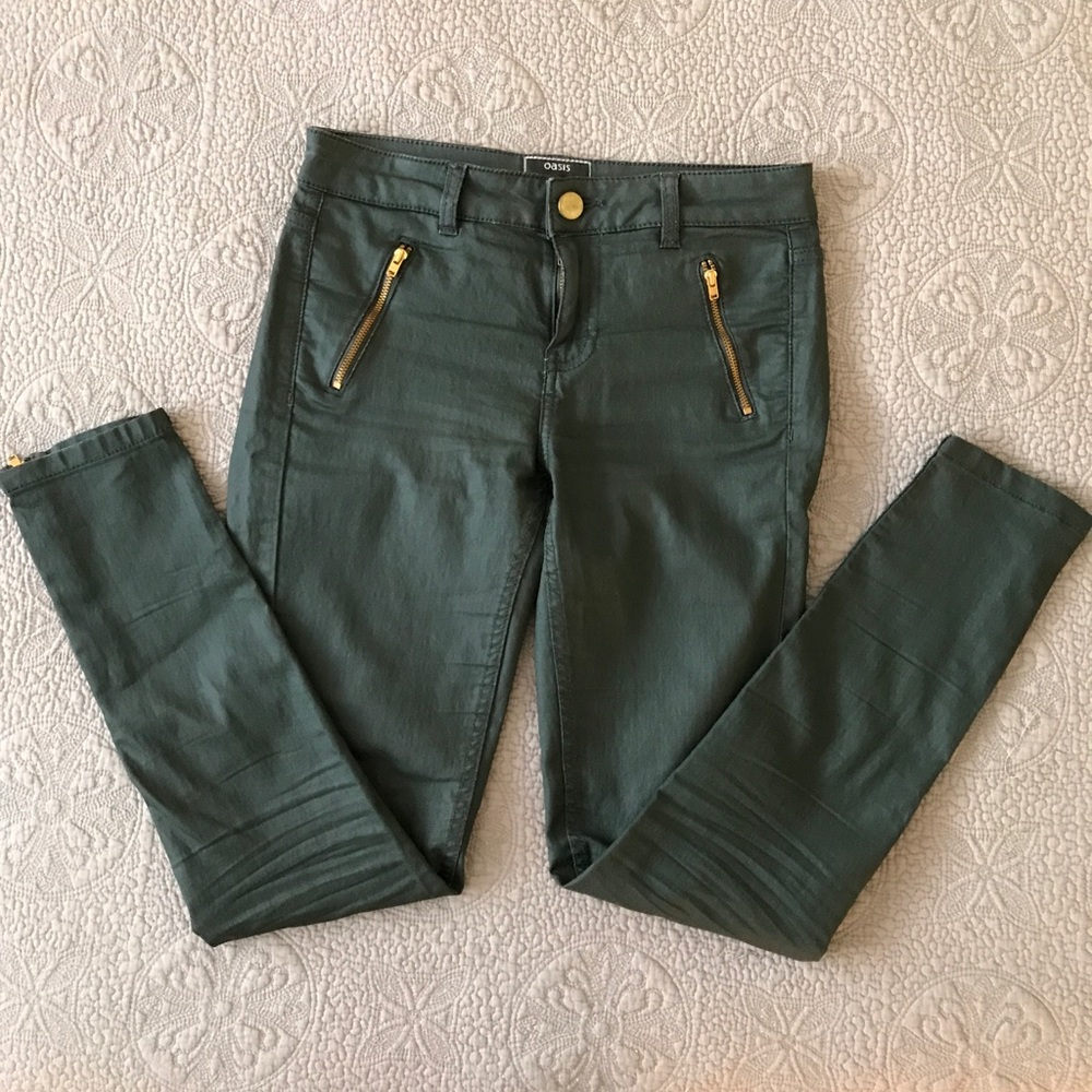Oasis ankle zip coated jeans