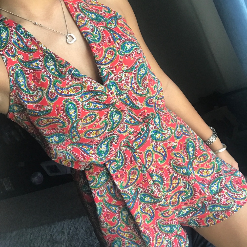 Red Paisley Romper