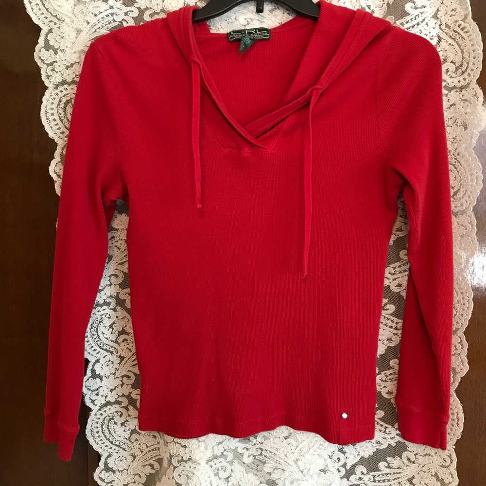 ⬇️Bright red pull over Lauren Active hoodie
