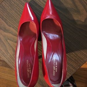Sergio rossi 4.25 inch heels in red leather