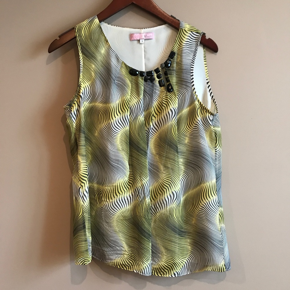 Pattern Top With Asymmetric Collar - image 1