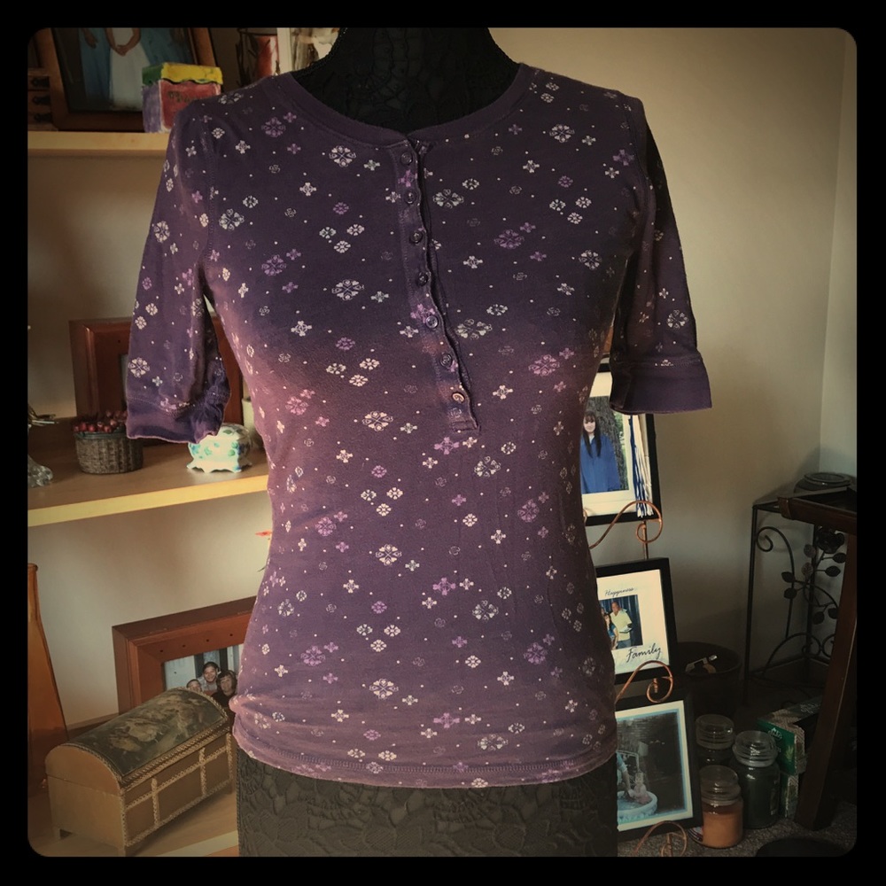 NICOLE MILLER 1/4 SLEEVE PURPLE KNIT TOP