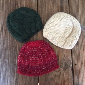 Lot of 3 Anthropologie Knit Beanies EUC