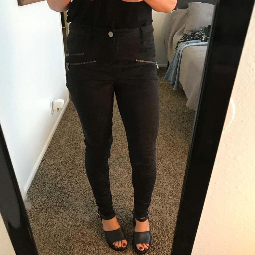 High waisted skinny pants with zippers