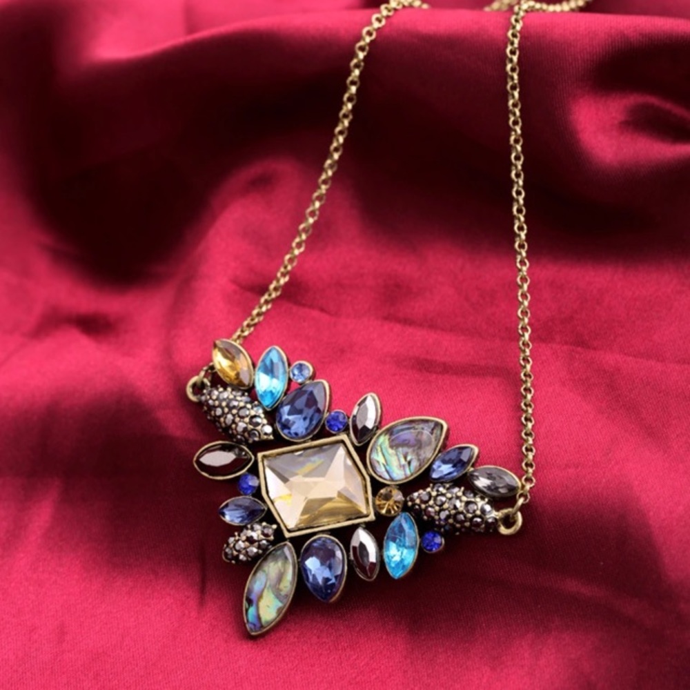 Colorful Crystal Statement Necklace - Picture 2 of 4