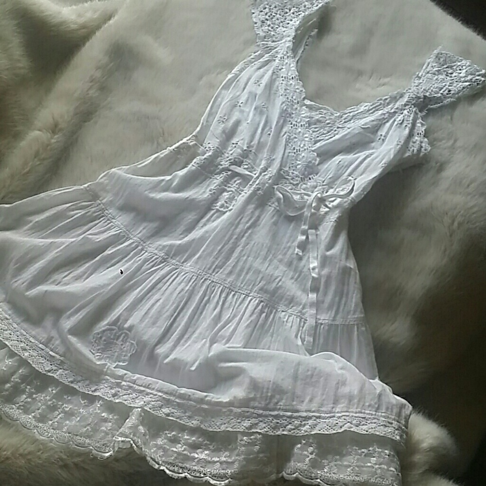 Feminine Designer white aline eyelet cotton dress