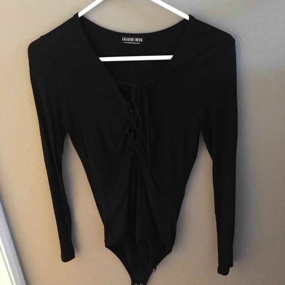 Black long sleeve bodysuit.