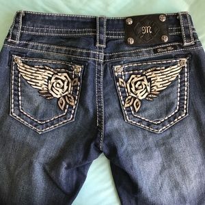 Winged Rose Printed Miss Me Jeans