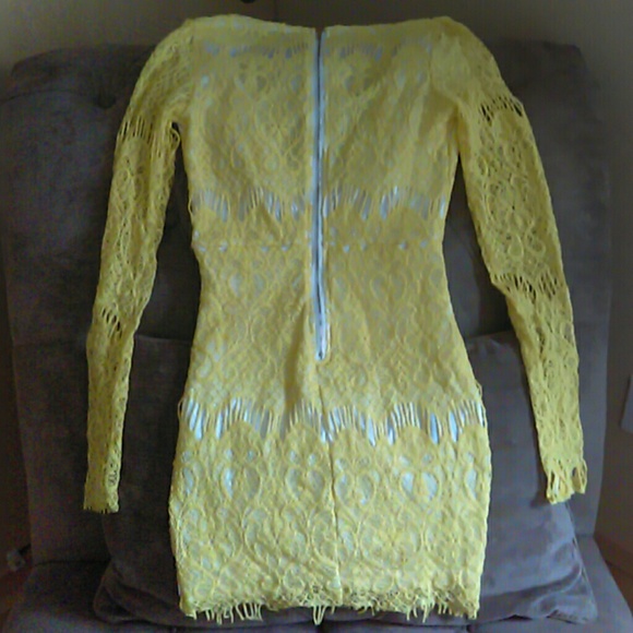 Beautiful Canary Yellow Crocheted Mini-dress - Picture 2 of 2