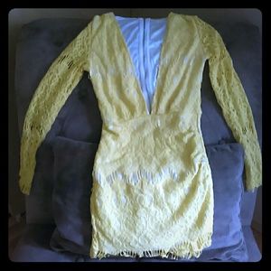 Beautiful Canary Yellow Crocheted Mini-dress