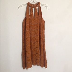 Deep mustard lace swing dress