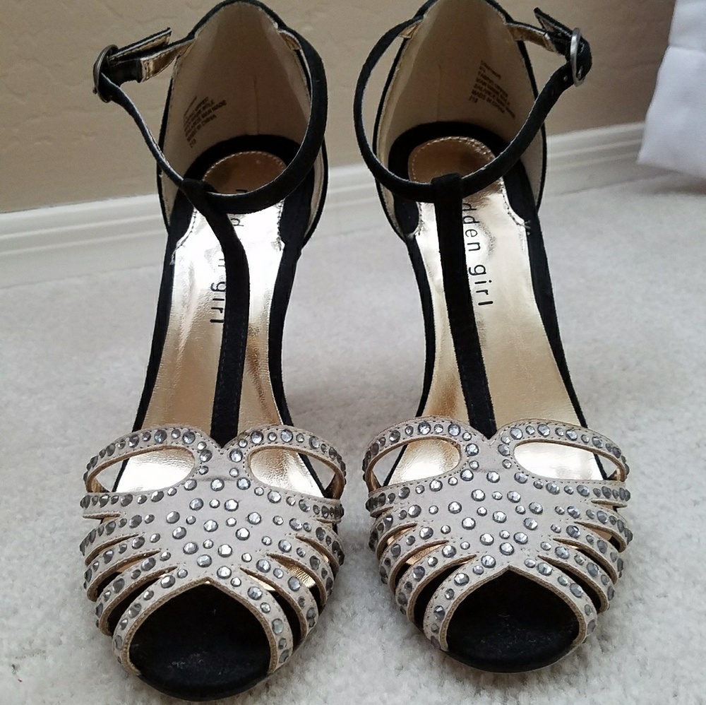 MADDEN GIRL Dimitrius studded T-strap black heels