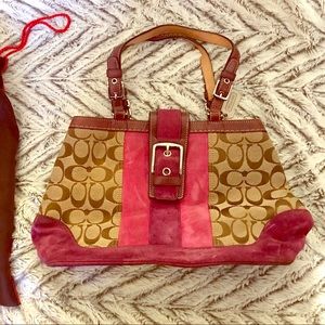 Coach Signature Demi Suede Stripe purse