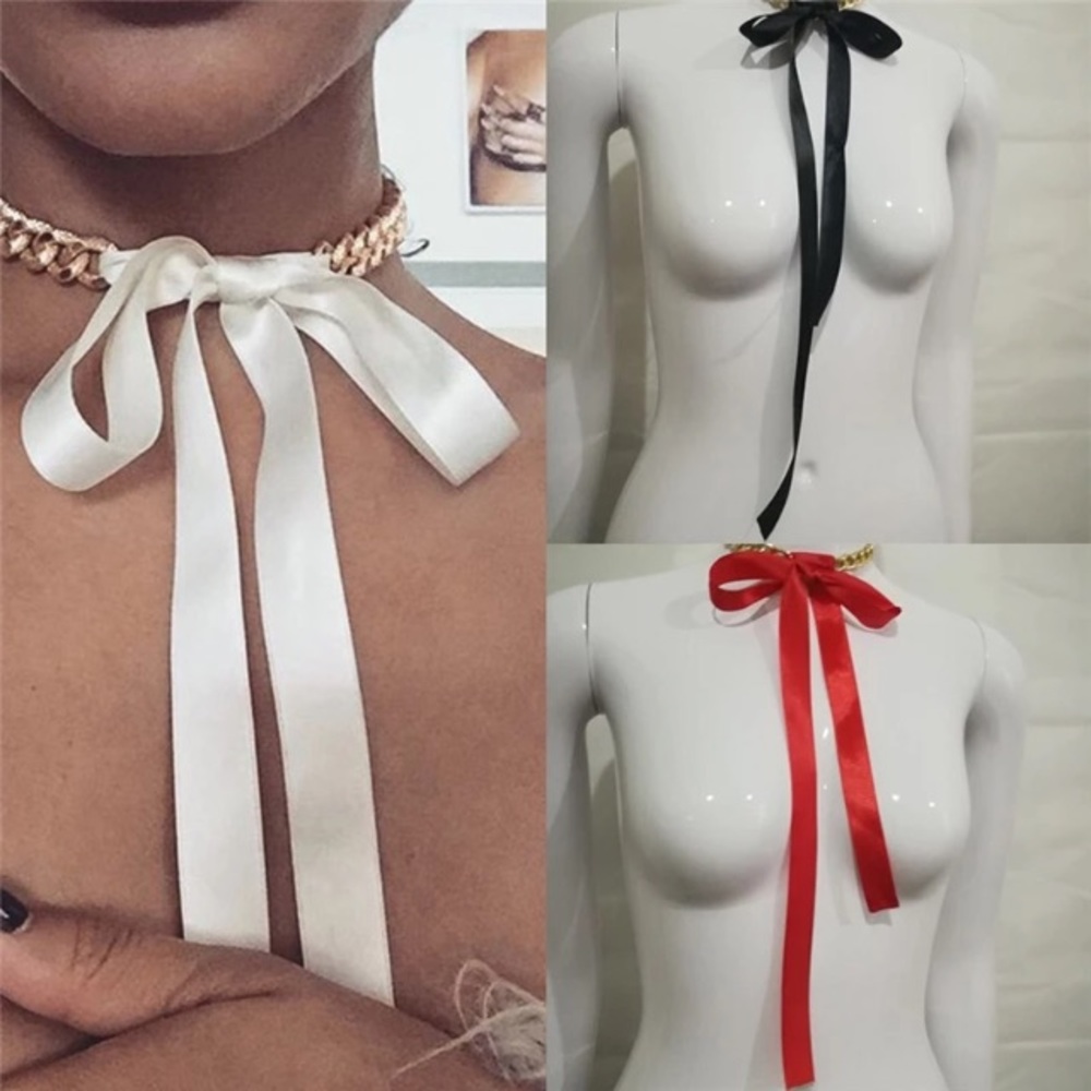 🌟HOST PICK💫Elegant Ribbon Gold Chain Choker - Picture 4 of 7