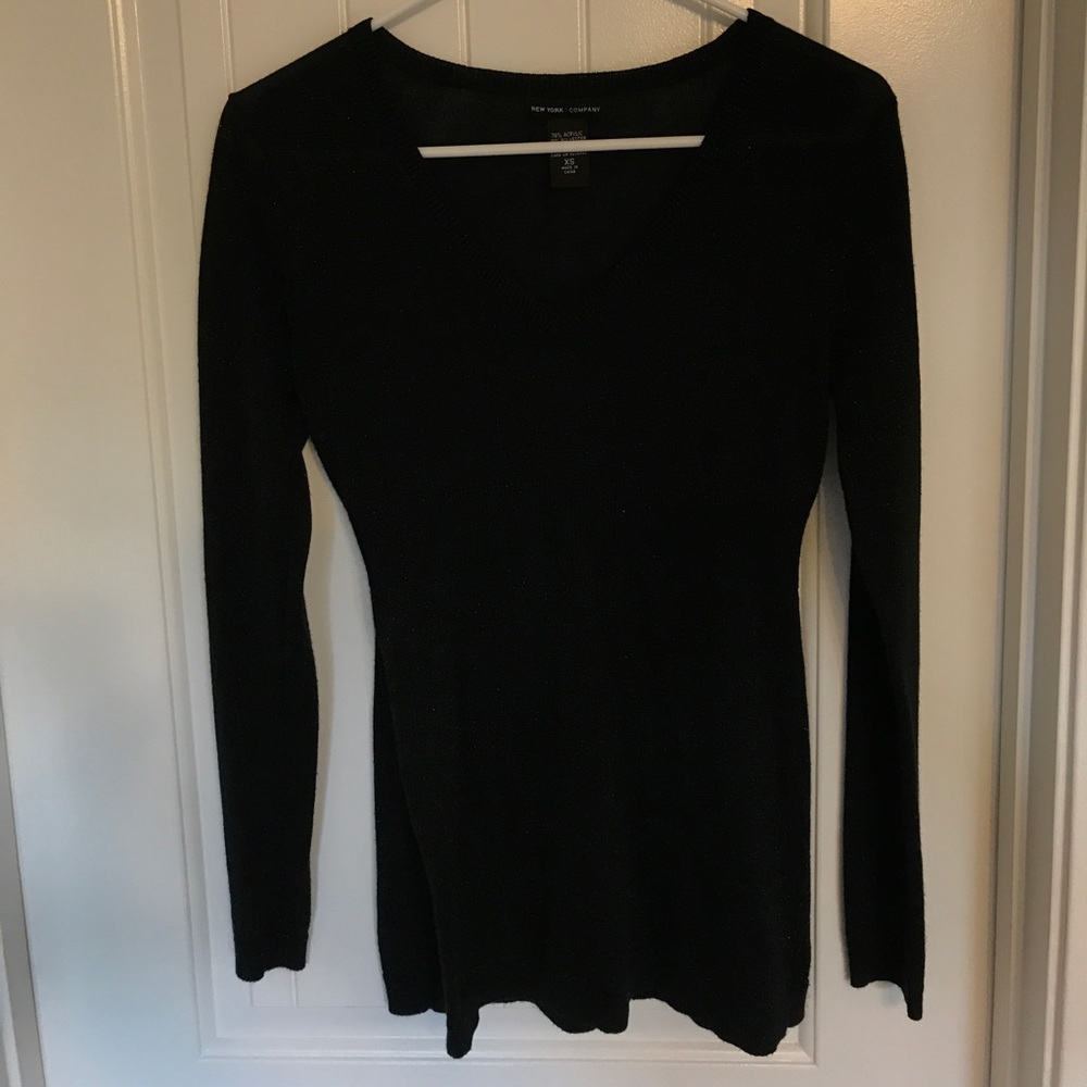 Beautiful NY&Co black sweater with metallic detail