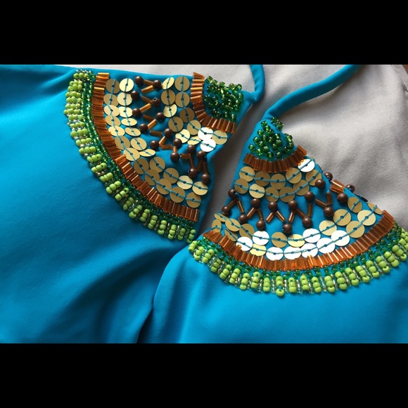 Victoria's Secret Beaded Sequin Blue Bikini Top - Picture 3 of 3