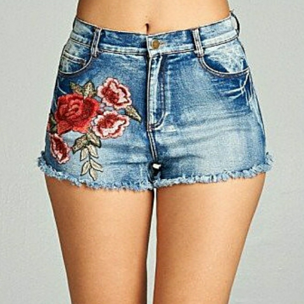 Rose Denim Shorts