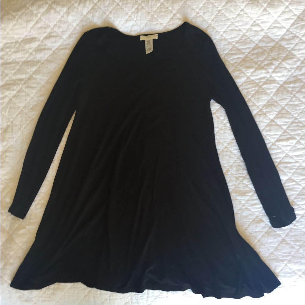 Black long sleeve mini flare dress