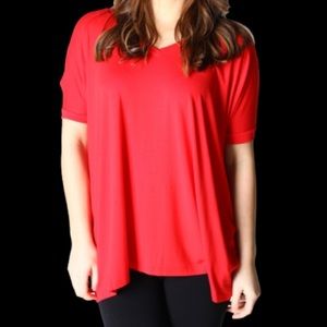Red Short Sleeve Oversized PIKO top