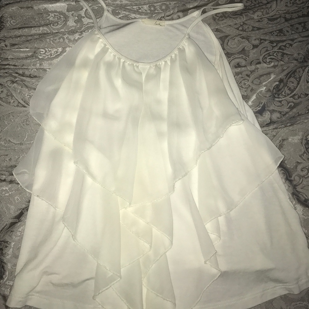 White flouncy tank top