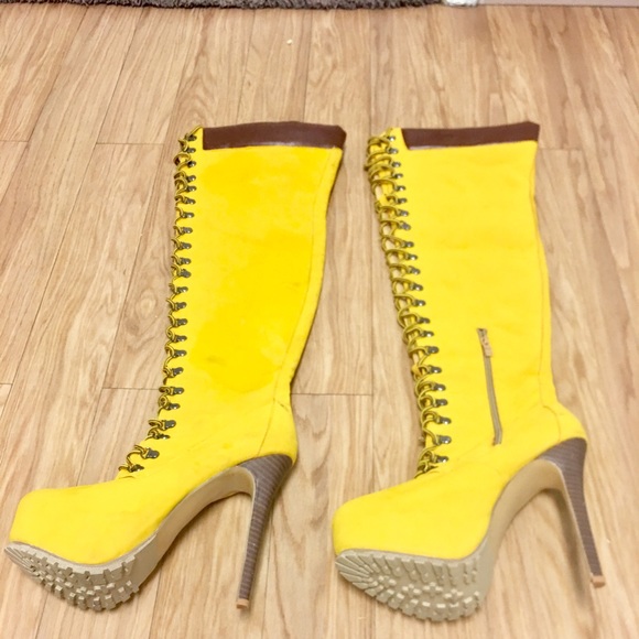 Jimmy Choo Loren 45 suede over-the-knee boots Jimmy Choo Authentic Jimmy Choo Yellow Suede Over The Knee Bo