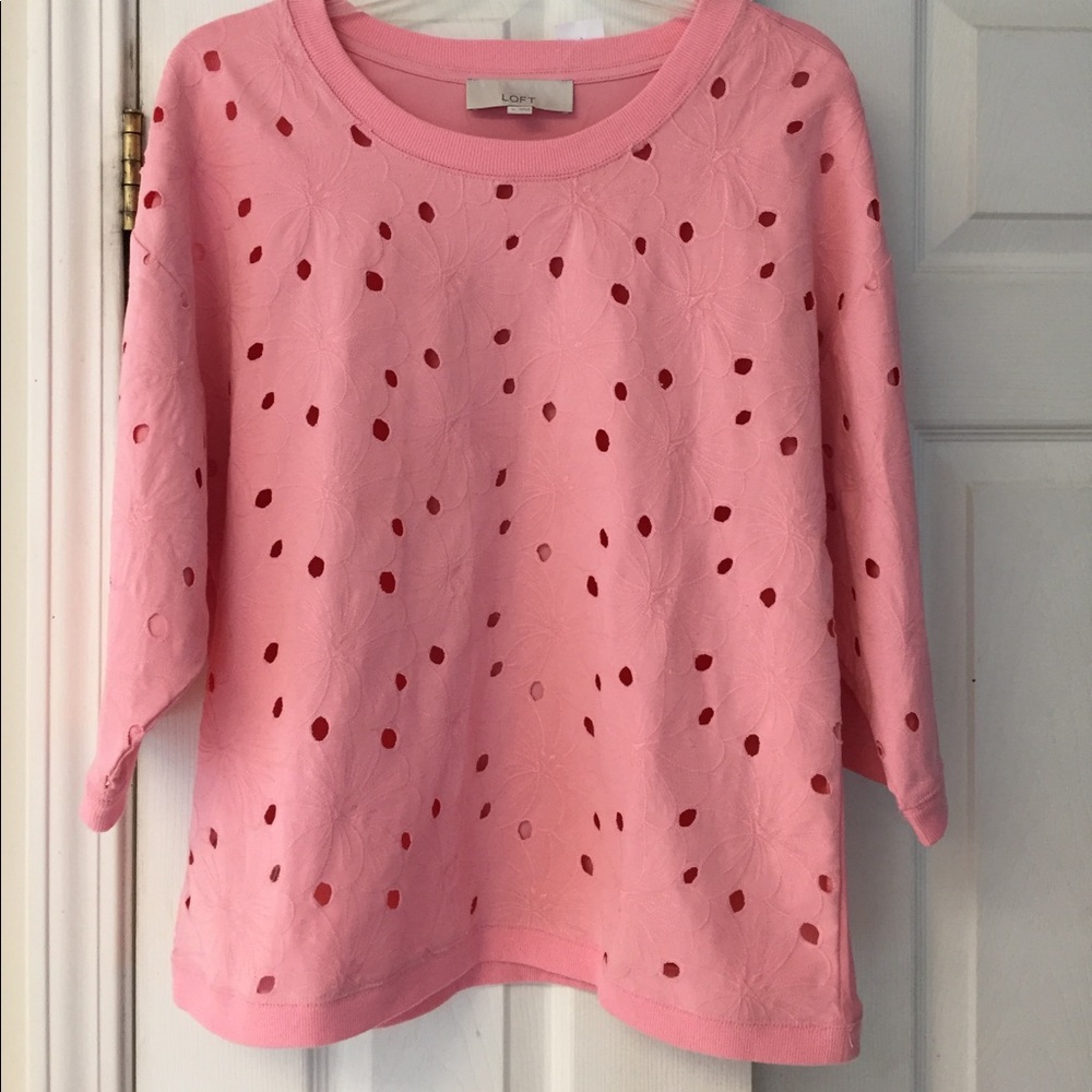 NWT Loft Coral or  Pink 3/4 Sleeve Top