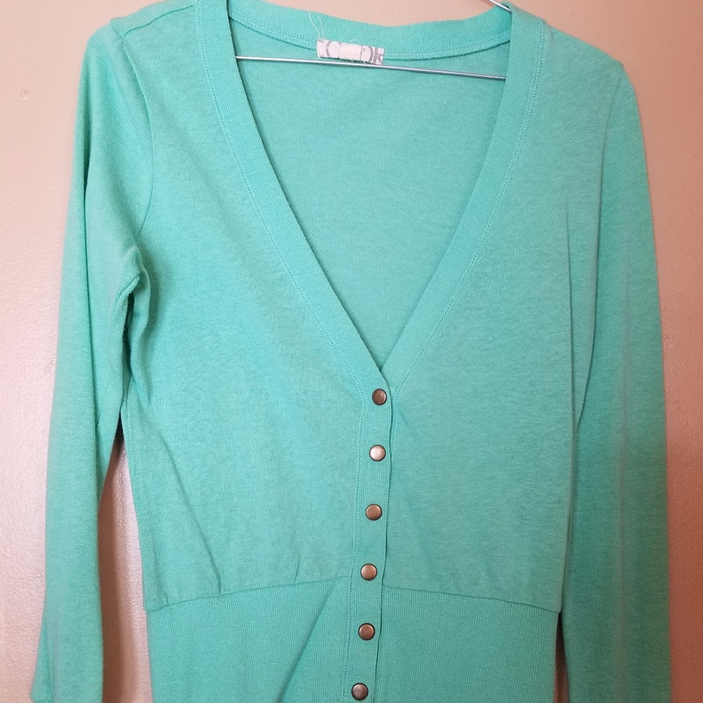 Aqua V Neck Button Up Sweater Cardigan Small