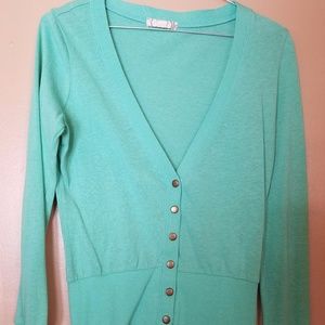 Aqua V Neck Button Up Sweater Cardigan Small