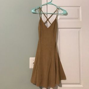 Faux Suede Open Back Dress