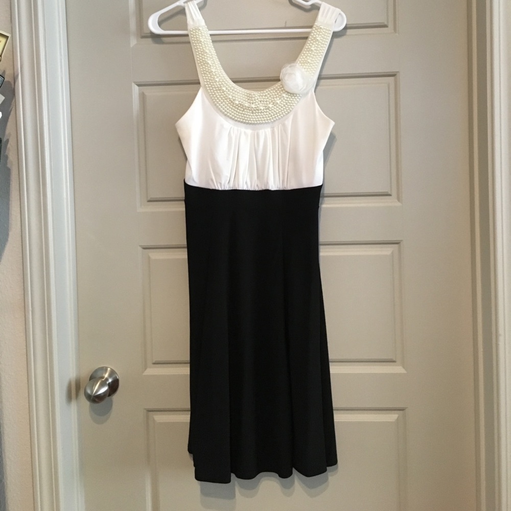 Black & White Dress with Pearls