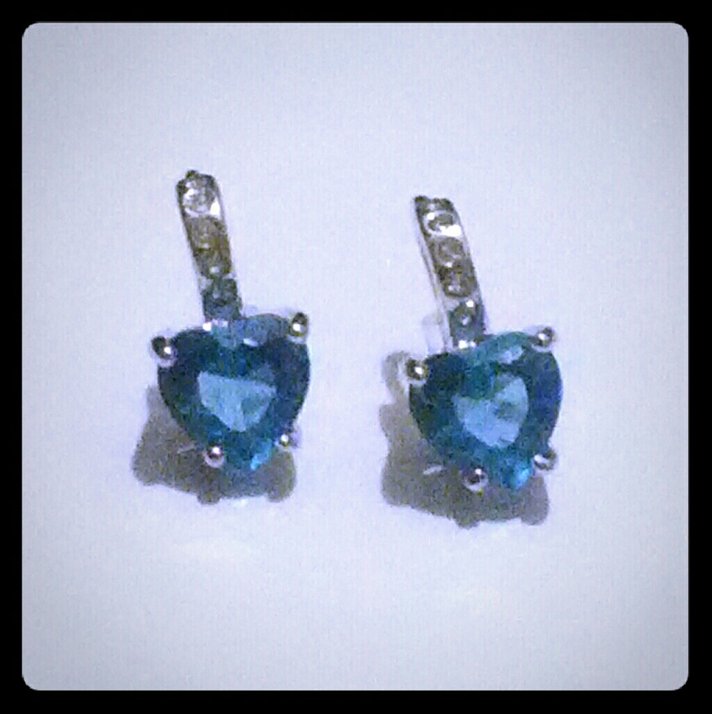 Blue Sapphire Heart Gems Earrings