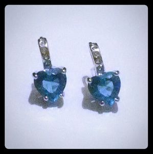 Blue Sapphire Heart Gems Earrings