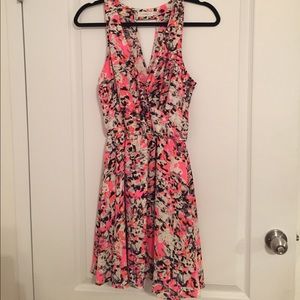 Lush neon splatter print fit and flare dress