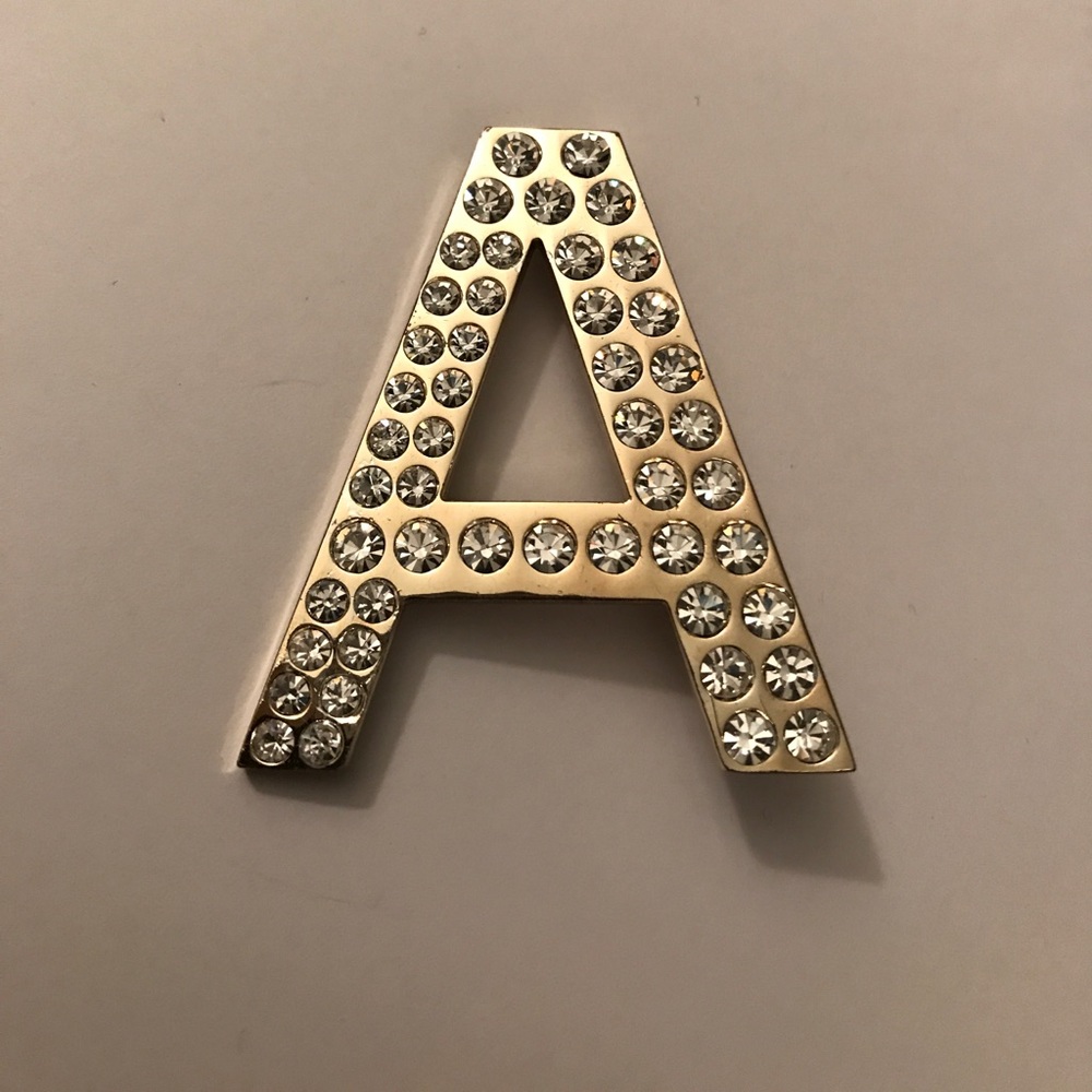 Jeweled silver A pin