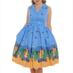 NWT Lindy Bop Lake Como Dress! Airplane Print!!