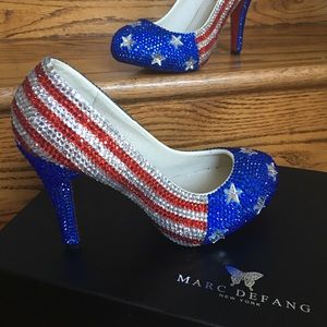 Marc Defang American flag glitter pumps size 7 7.5