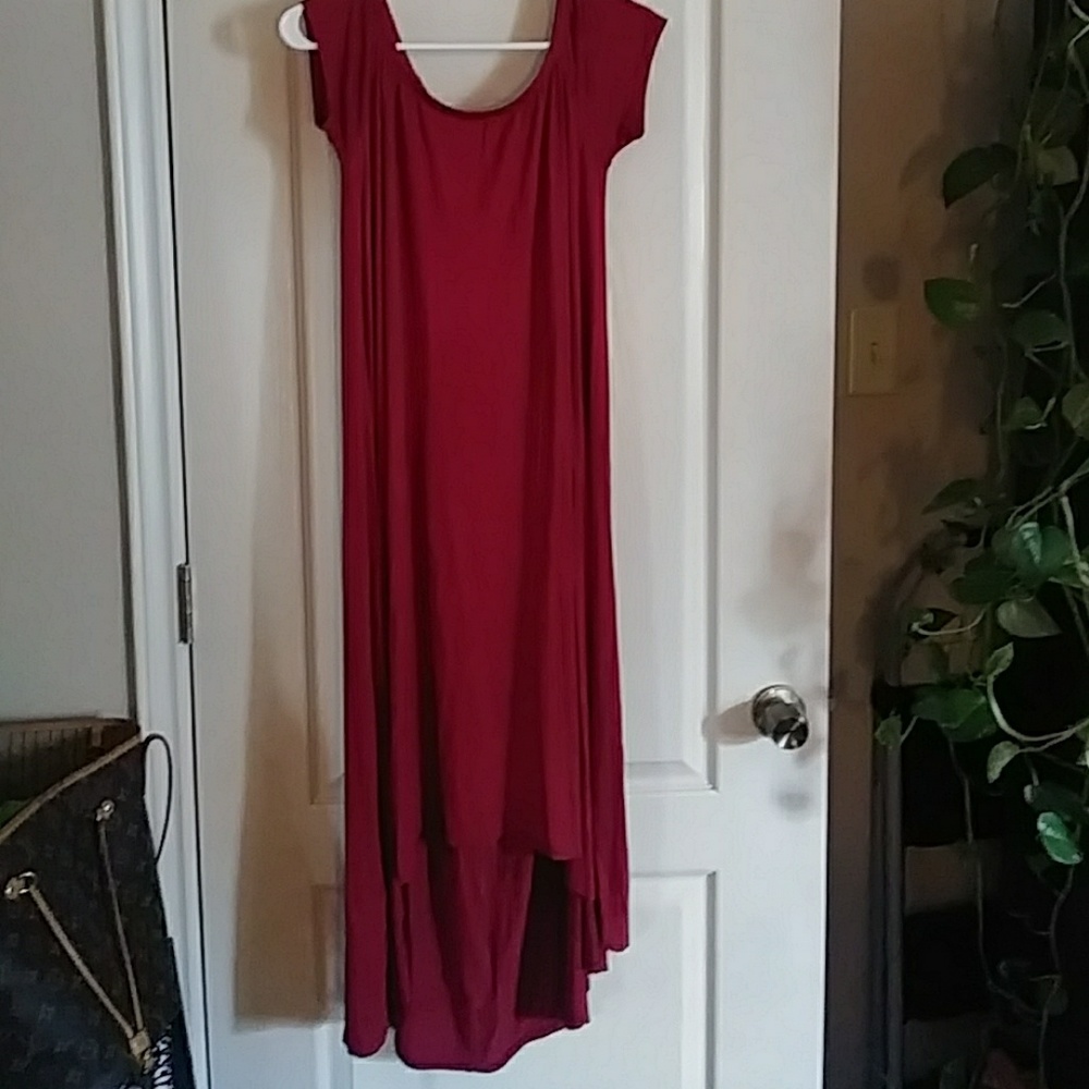 Red maxi dress.