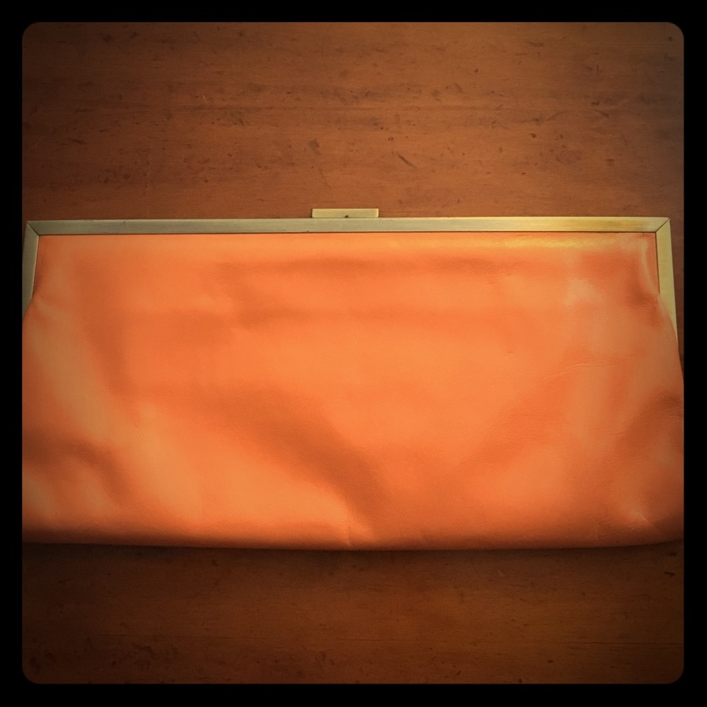 HOBO Sherbet Orange Large Leather Clutch