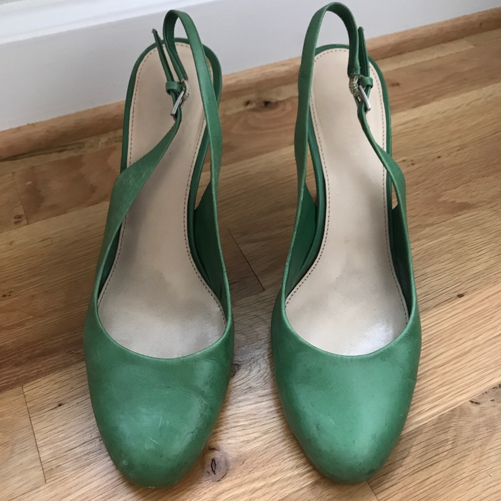 Nine West Green Leather Slingbacks