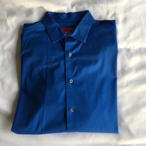 ALFANI - slim fit stretch blue button down shirt