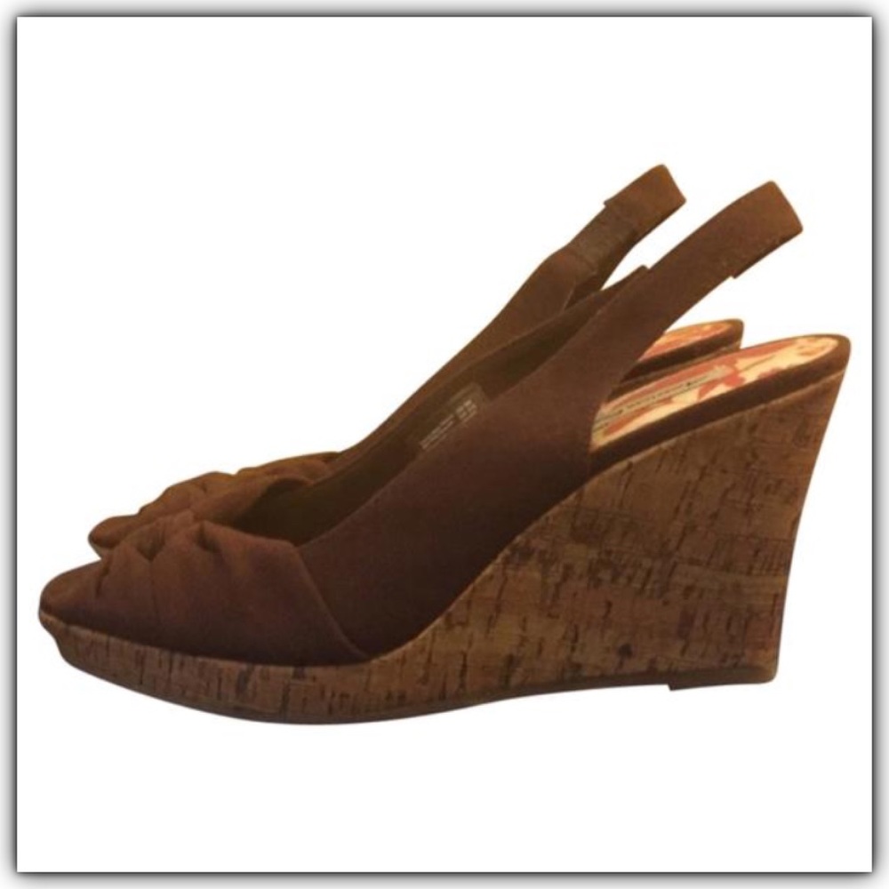Brown Slingback Wedges NWOB