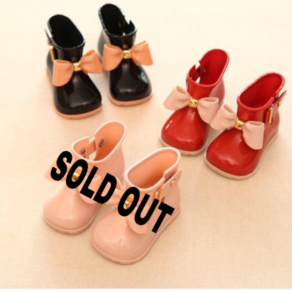 2 PAIR OF TODDLER GIRLS MINI SED BOW RAINBOOTS