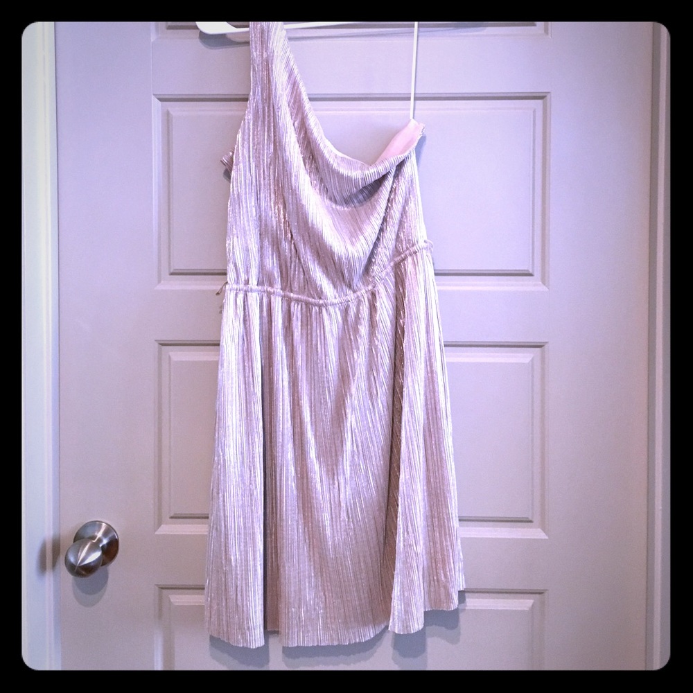 Silver One-Shoulder Party Dress, Size L