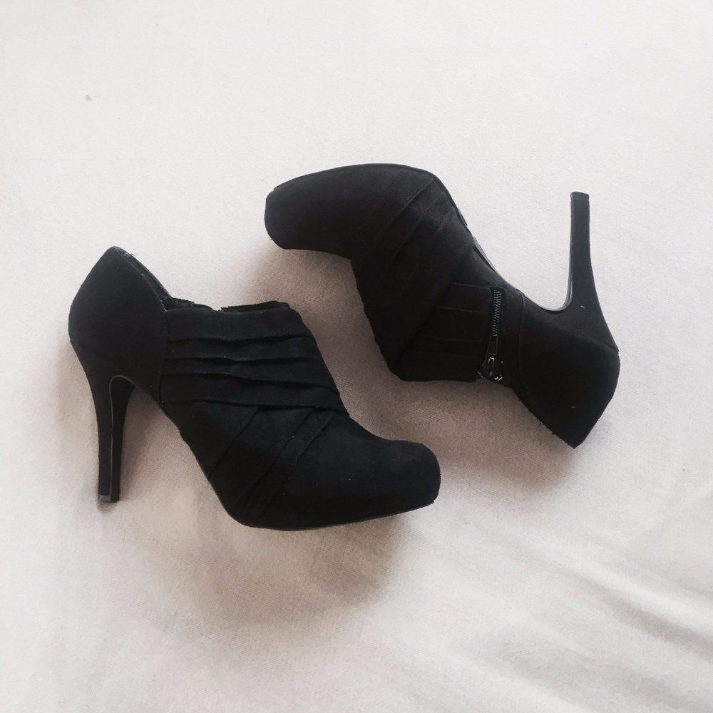 Black Suede Heeled Booties