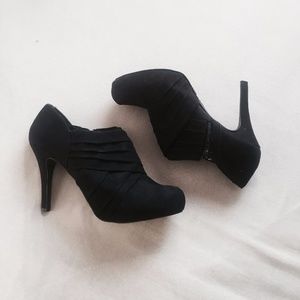 Black Suede Heeled Booties