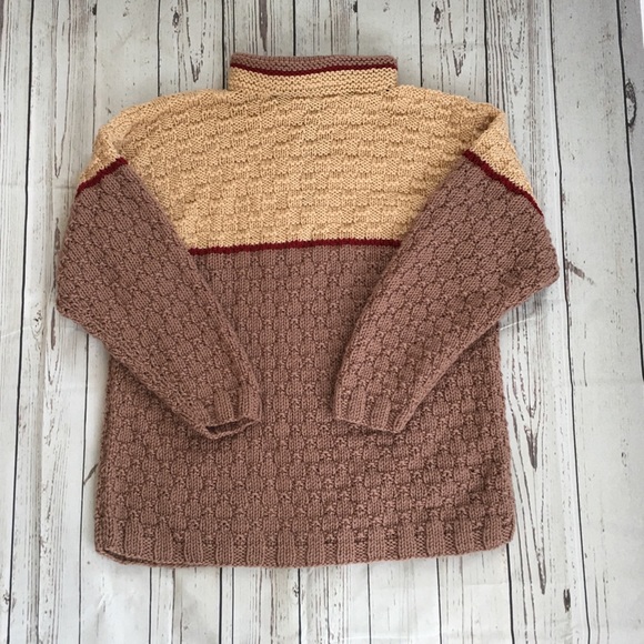 Cozy Winter Full Zip Sweater Brown Tan Red - Picture 2 of 3