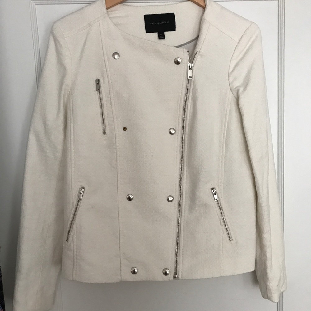 Banana Republic white moto jacket